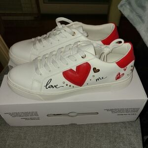 Aldo White and Red Heart Sneakers